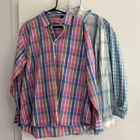 Allan Flusser Lot Of 3 Plaid Men's plaid Shirts Bundle Size XL - Picture 1 of 15